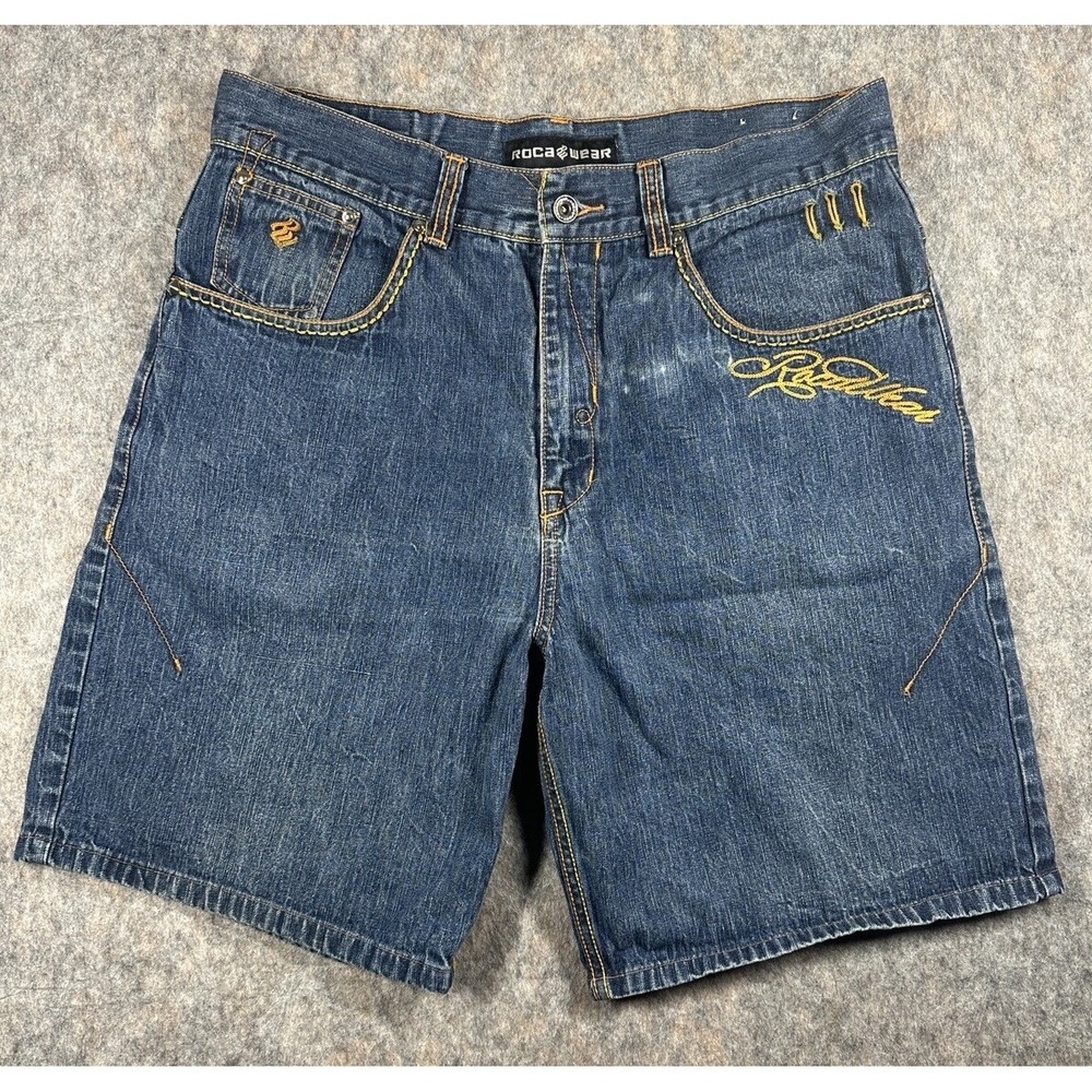 Vintage Rocawear Shorts Size 36 Skater Loose Denim Jean Hip Hop Mens Y2K